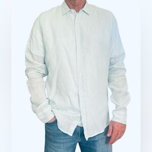 Frank & Eileen 100% linen Soft Mint & Light blue Shirt
